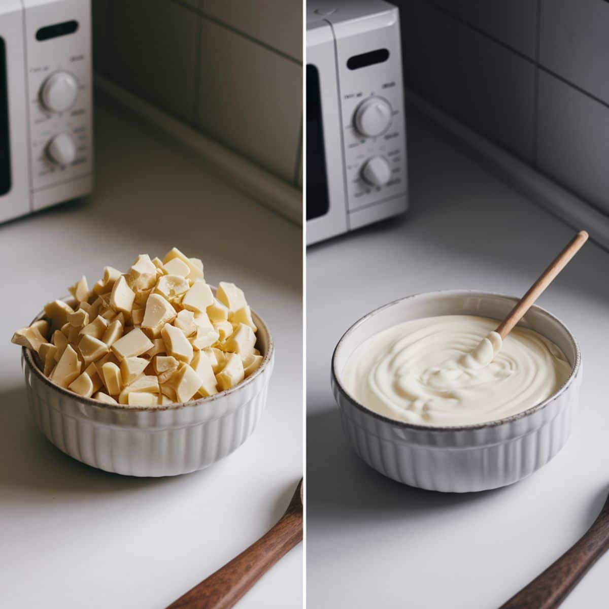 a bowl of white liquid and a spoon