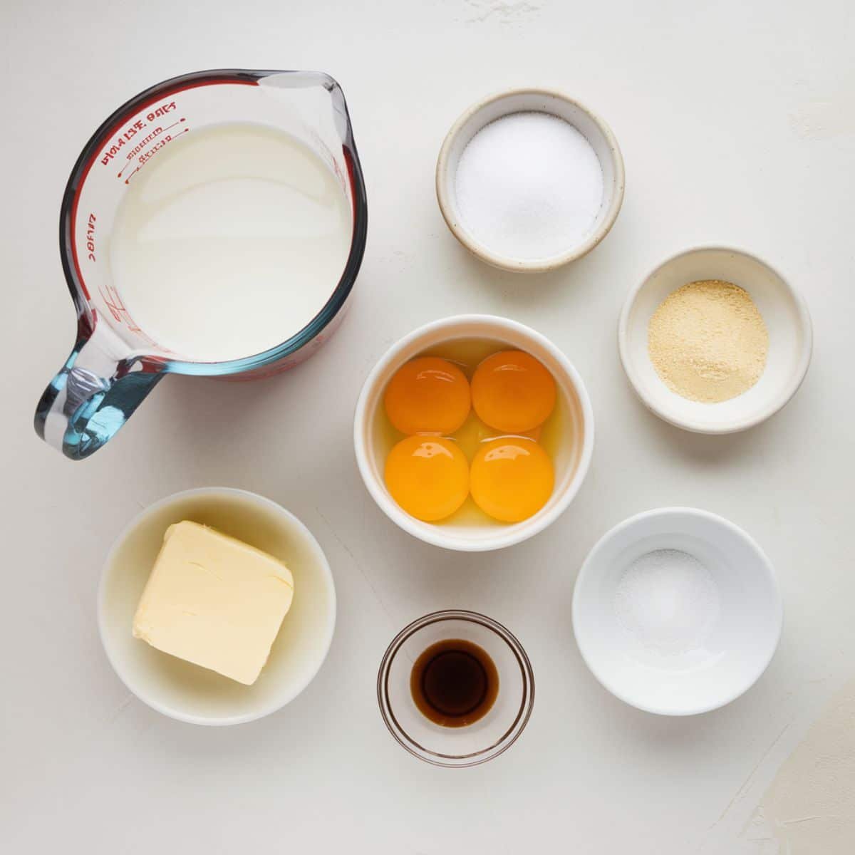 a group of bowls of food