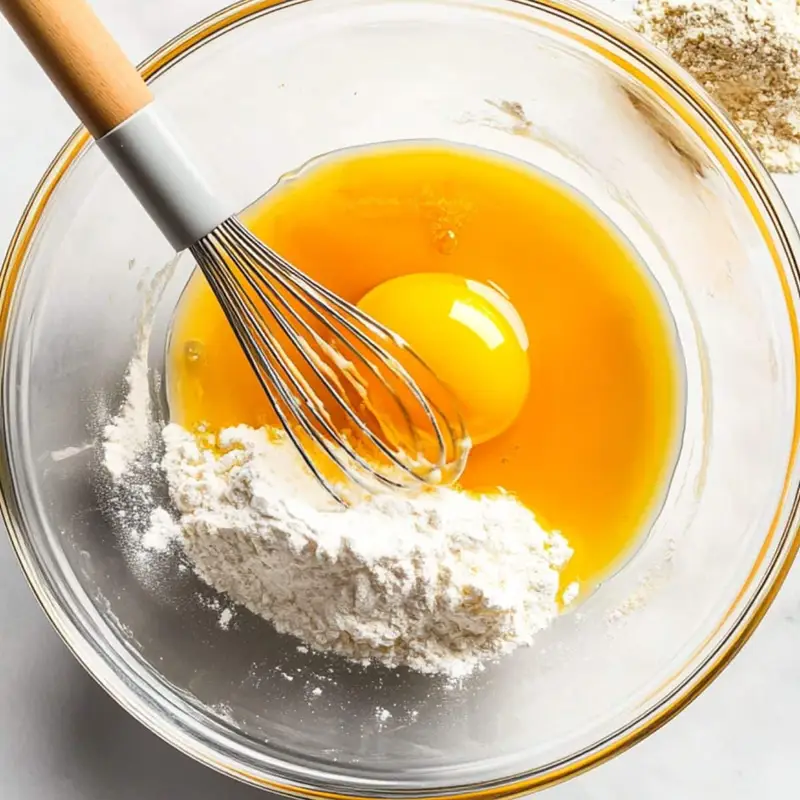 Mixing egg yolks and dry ingredients for Chinese sponge cake