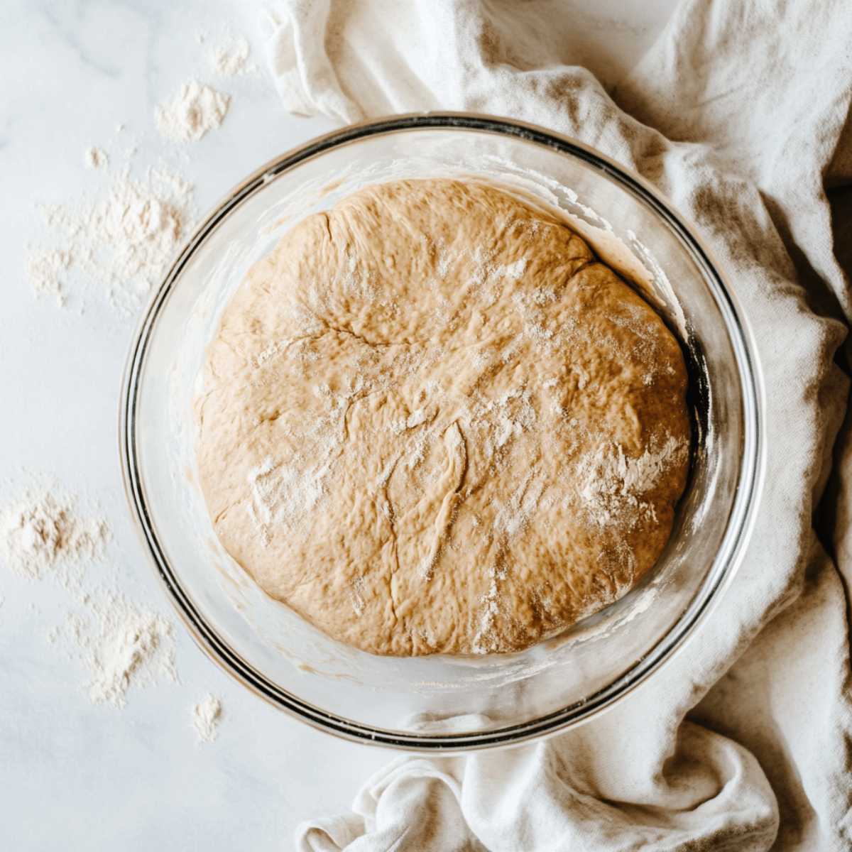 Dough resting in bowl for first rise	