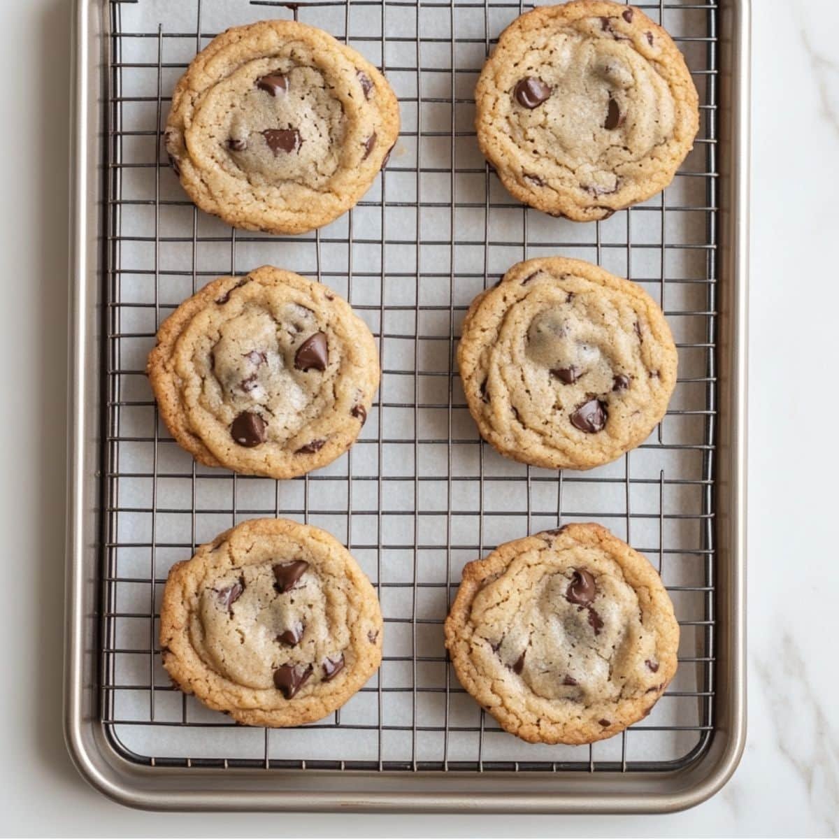 Fresh cookies on a cooling rack	