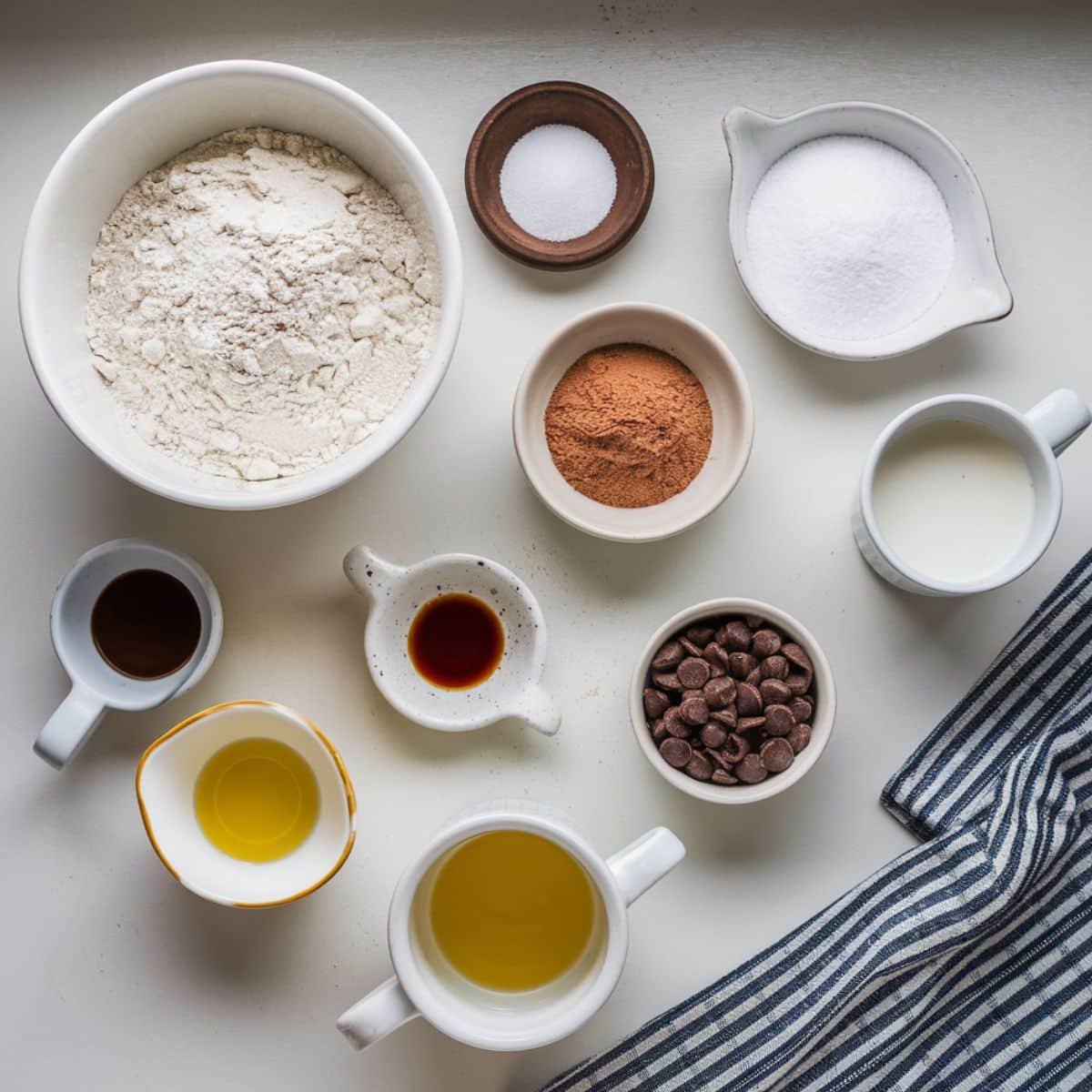 Ingredients laid out for molten lava mug cake	