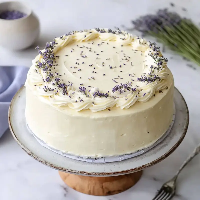 Lemon lavender cake with creamy frosting 