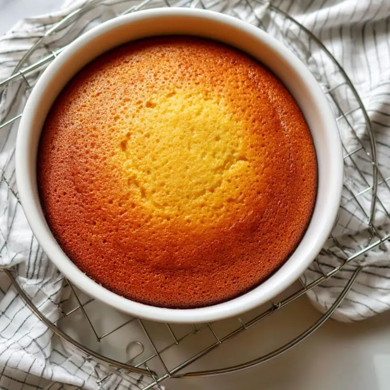 Baked Greek yogurt cake cooling on a wire rack	