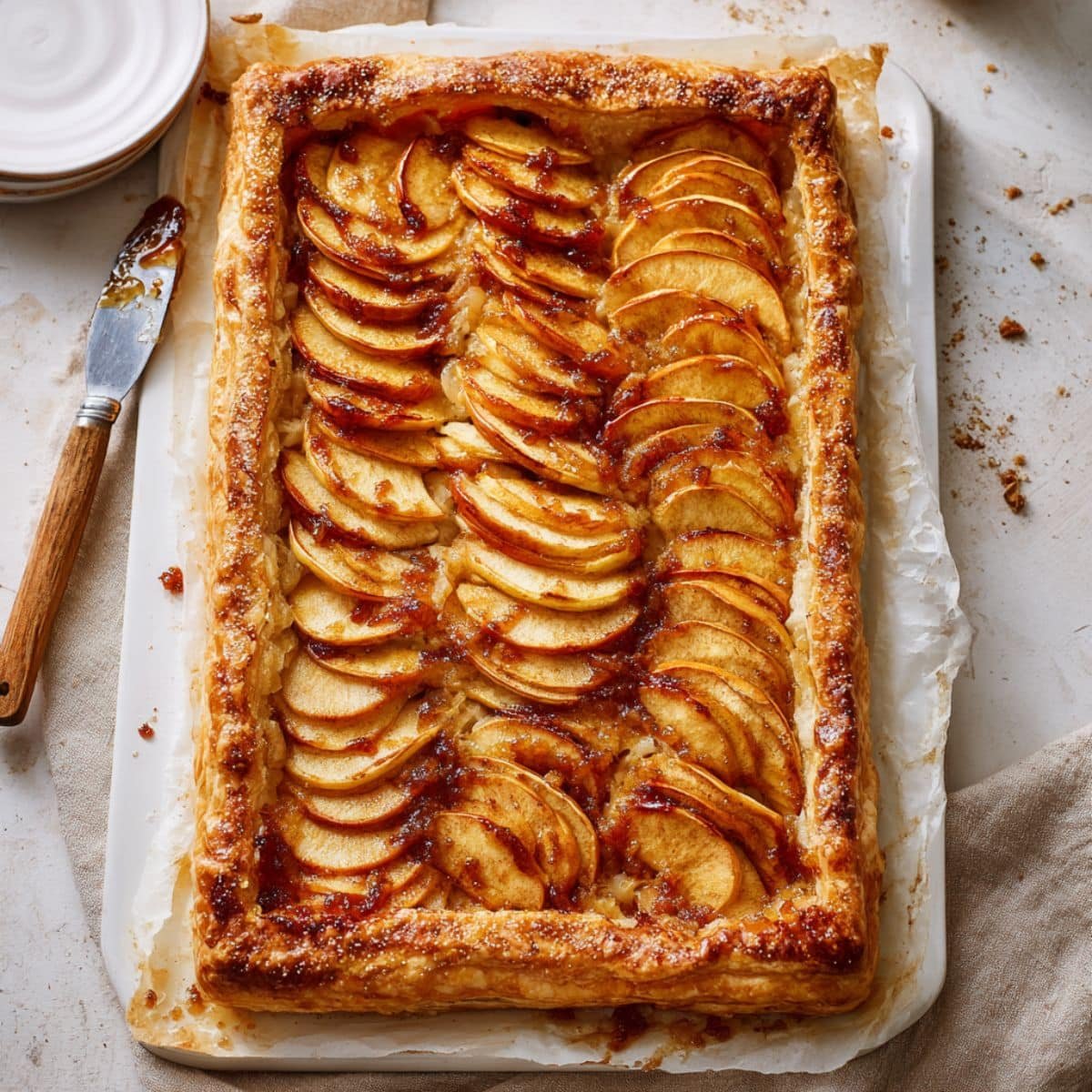 Rustic puff pastry apple tart 