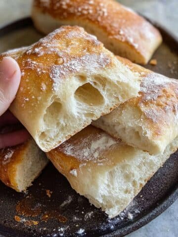 Freshly baked sourdough ciabatta bread