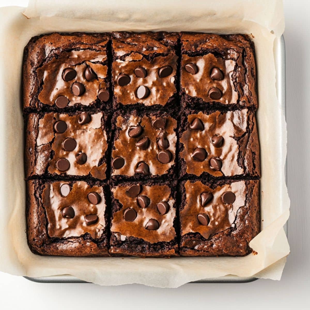 Freshly baked black bean brownies in a baking pan	