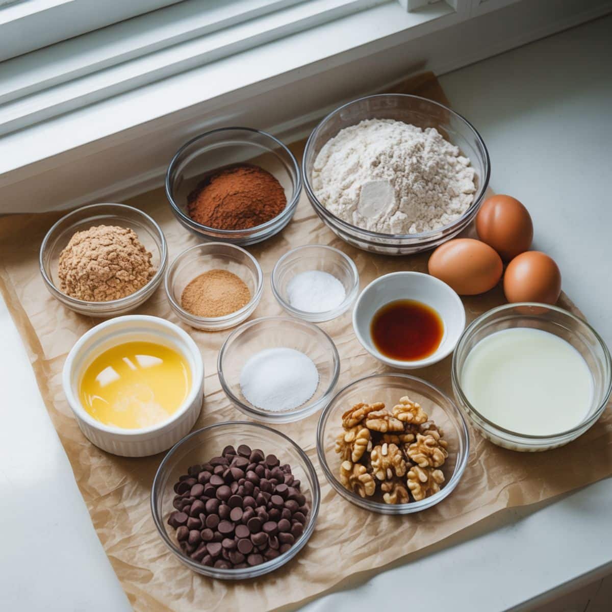Measured ingredients for gluten-free brownes
