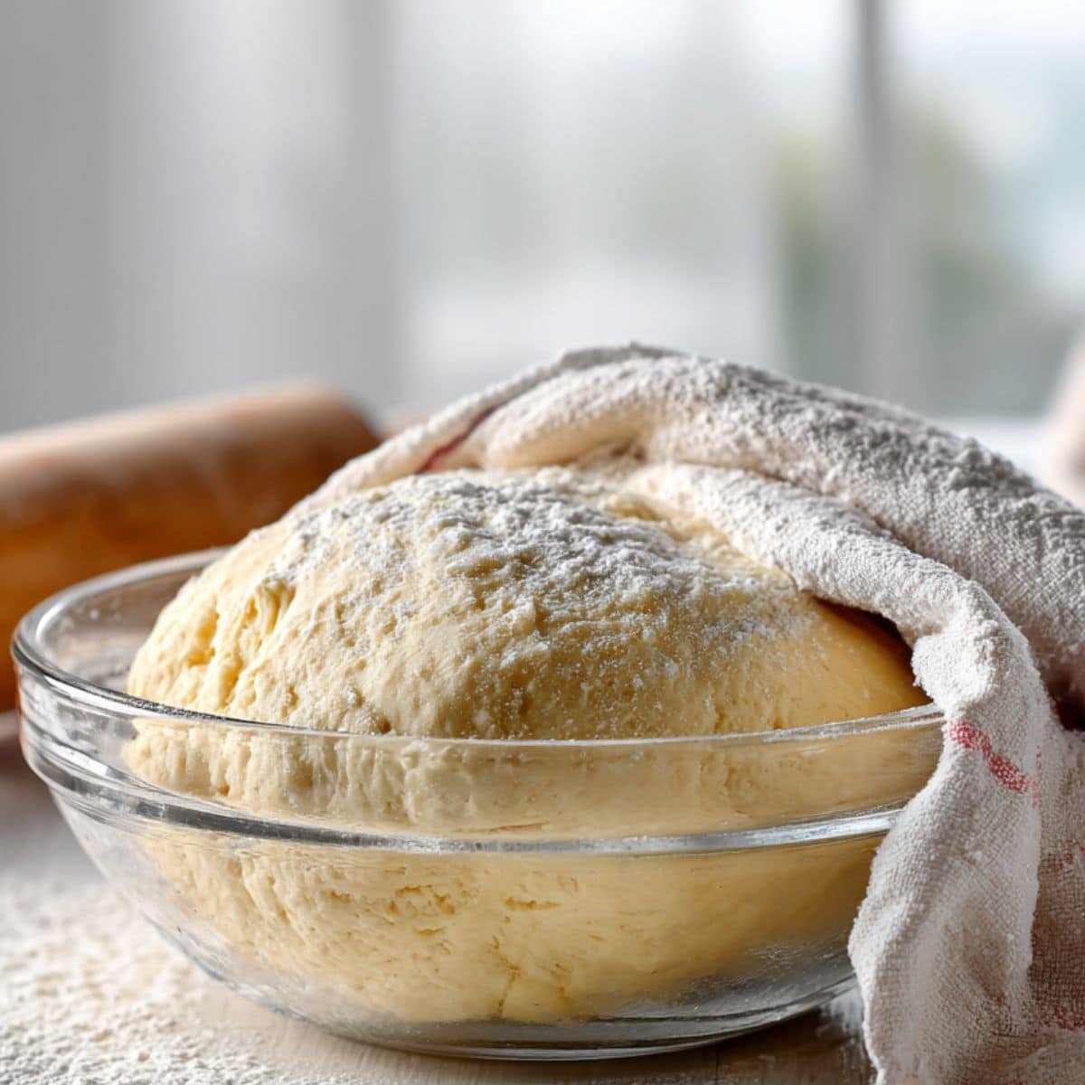 Dough kneaded and placed in a bowl for rising	