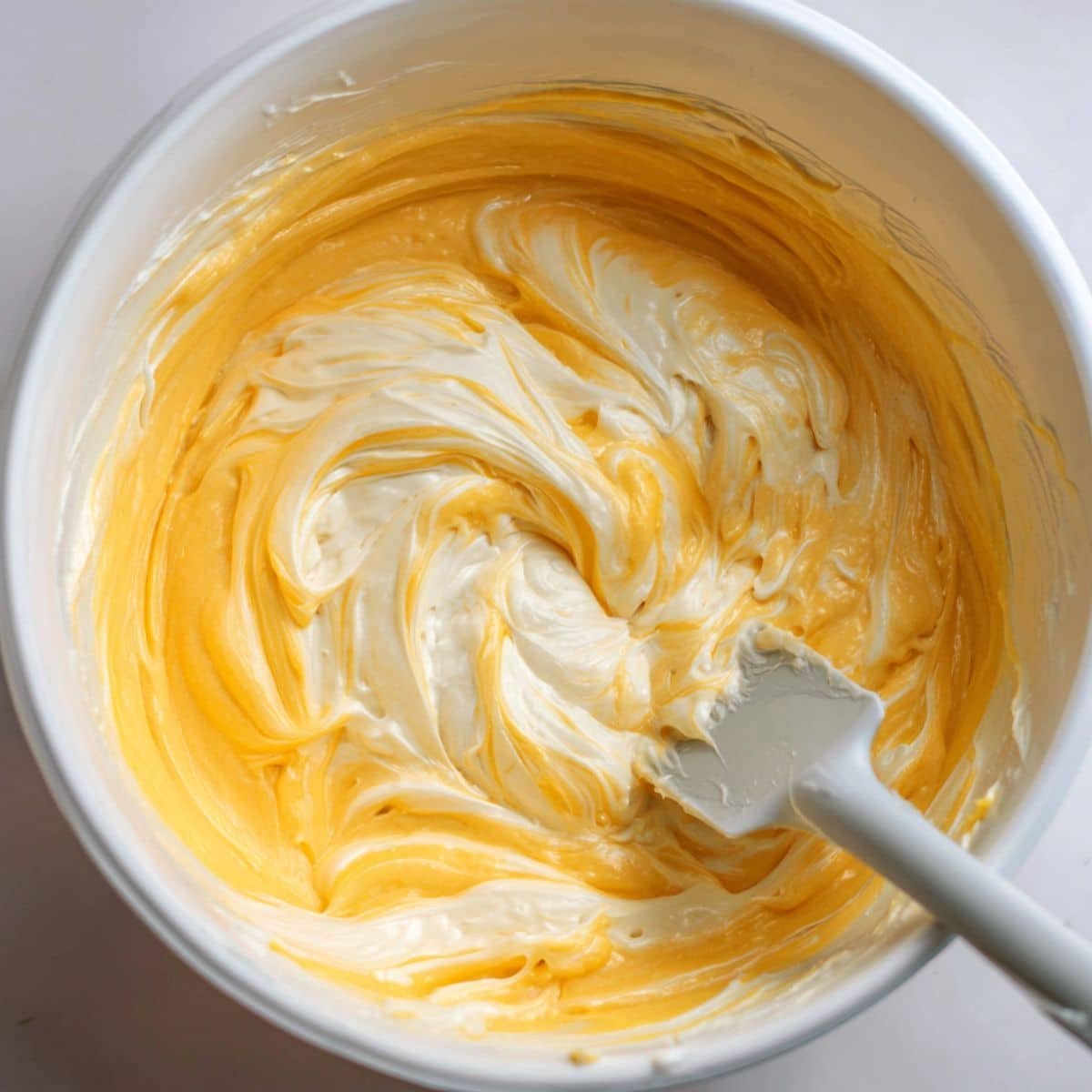 Mango cream filling being mixed	