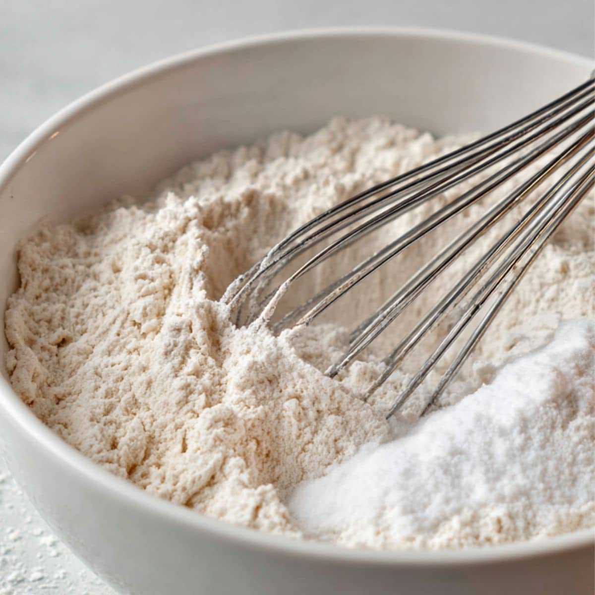 Mixing dry ingredients for orange bread	