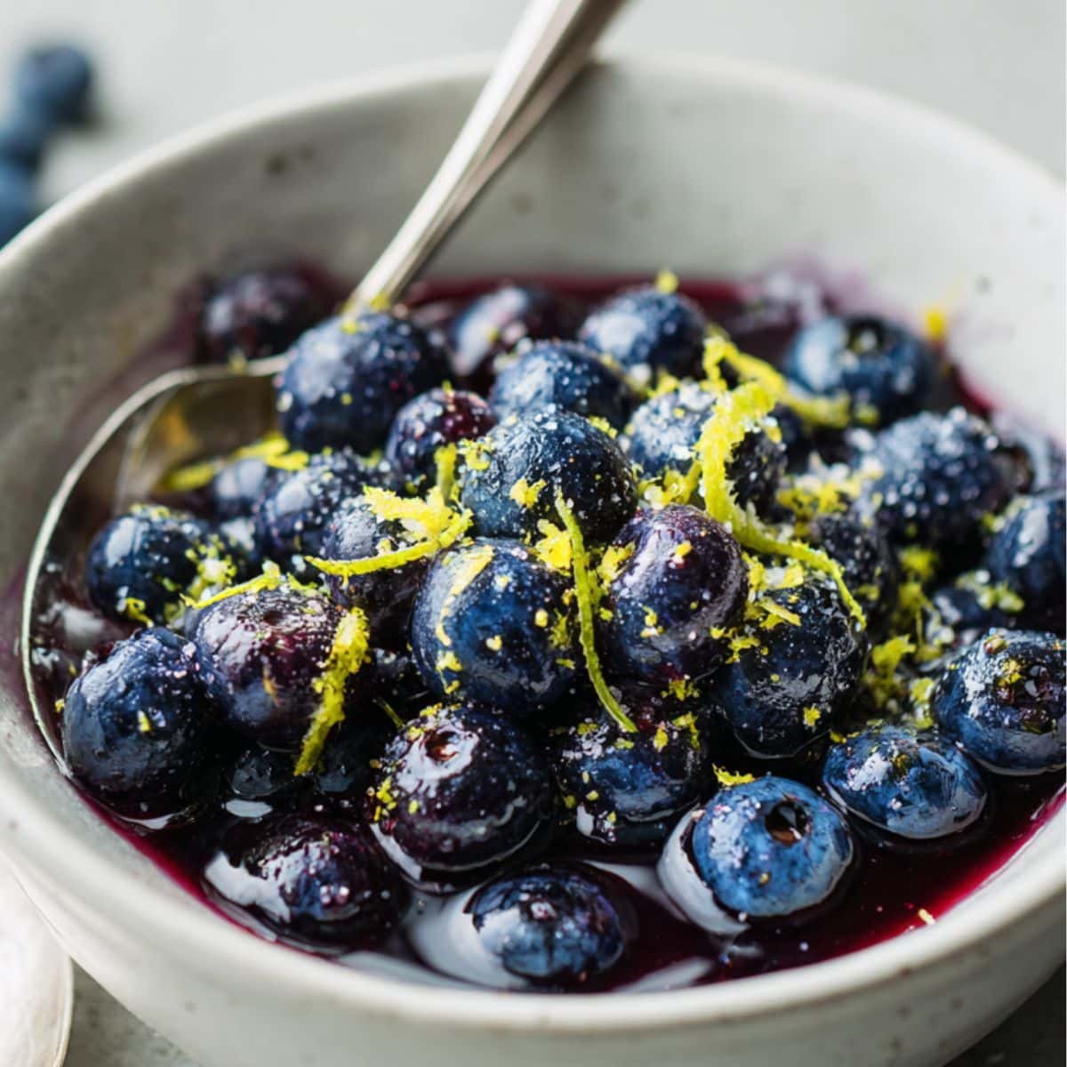 Blueberries macerating in a bowl	