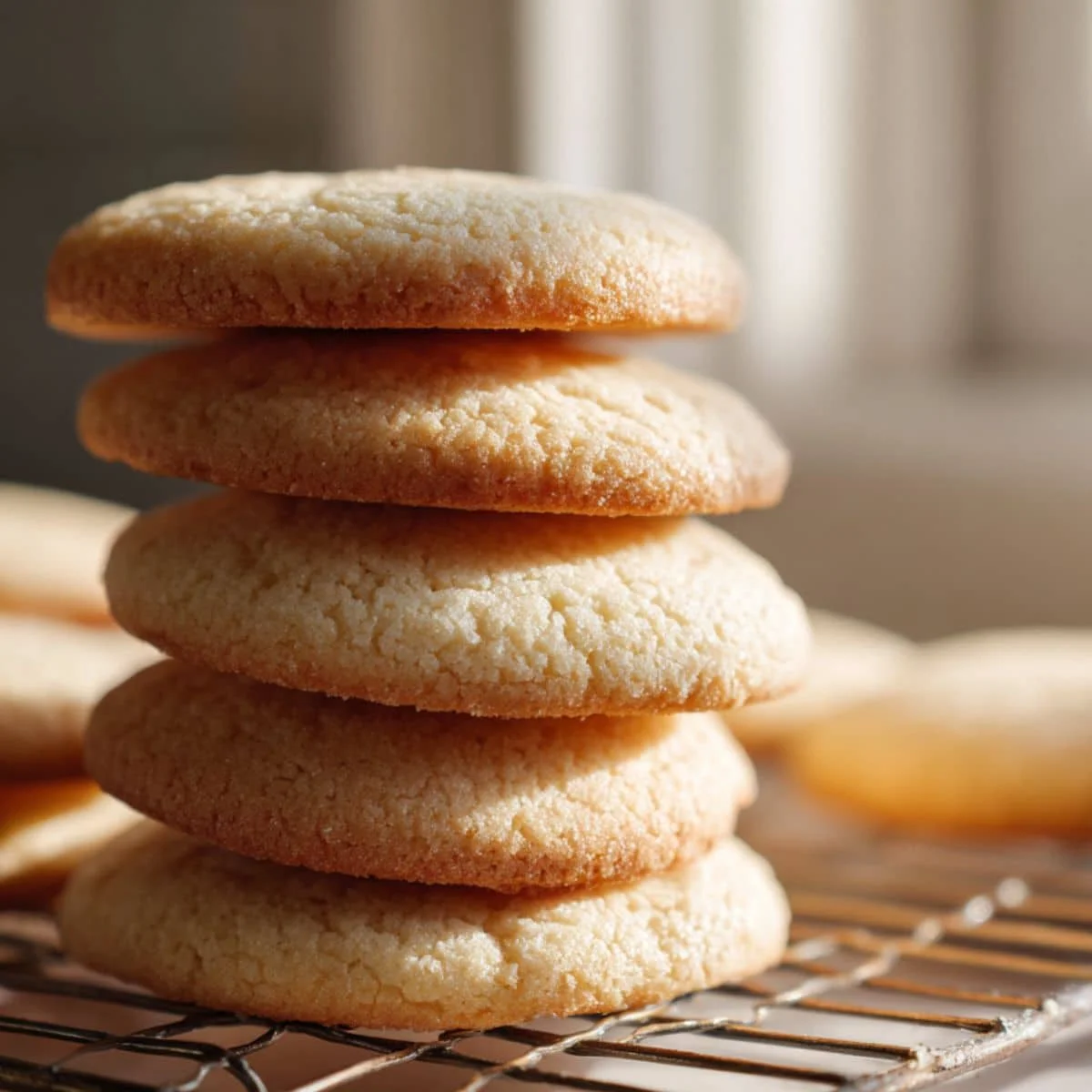 Freshly baked old fashioned tea cakes cooling on a wire rack	