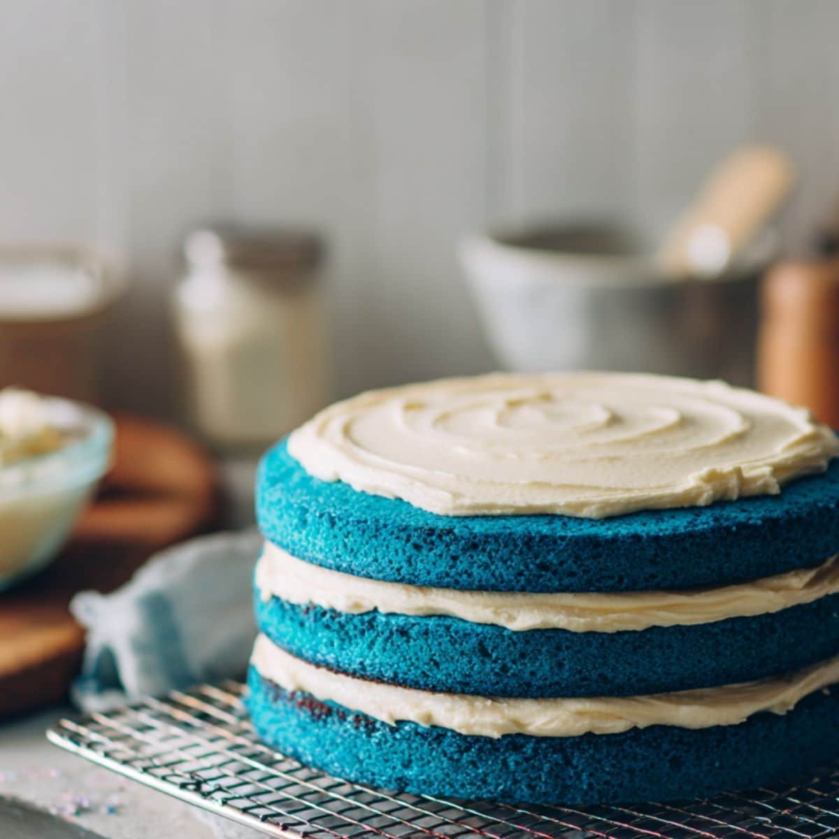 Cake layers cooling before frosting	