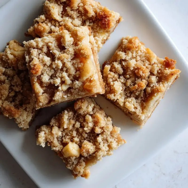 Homemade apple pie  bars on a white kitchen counter	