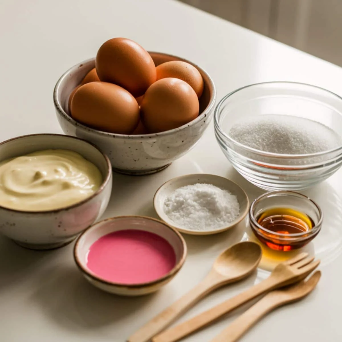 Ingredients for homemade meringue cookies	