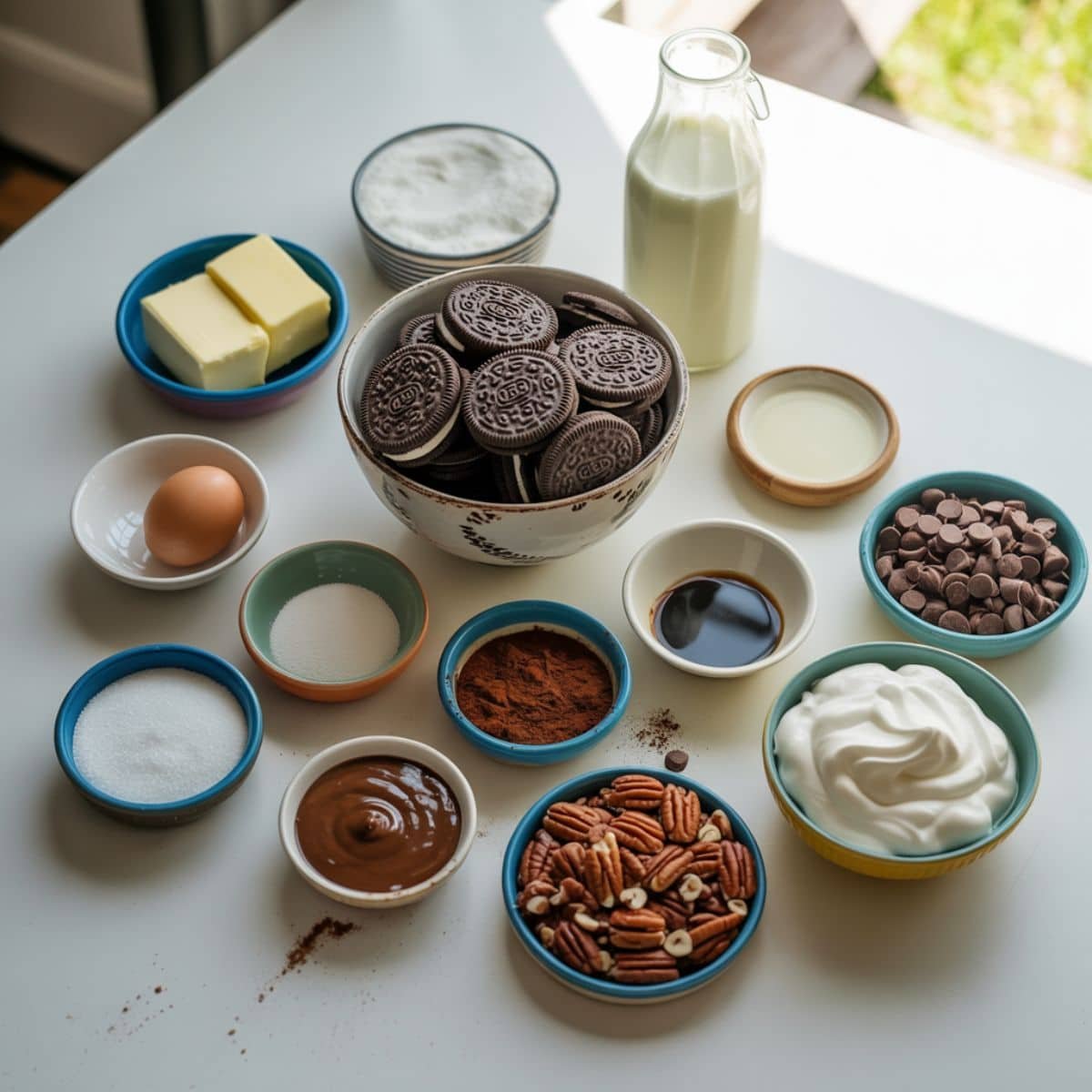 All ingredients for Mississippi mud pie ice cream recipe	