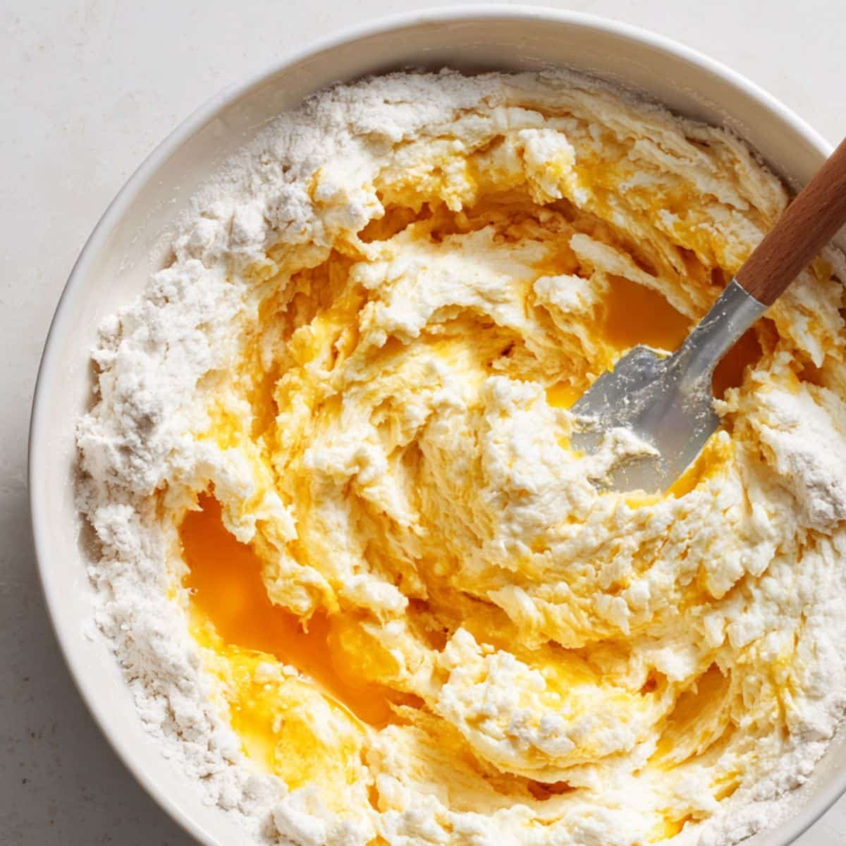 Cream cheese base mixture in a bowl	