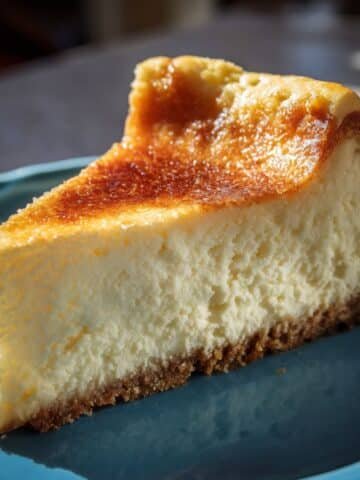 Slice of homemade New York cheesecake