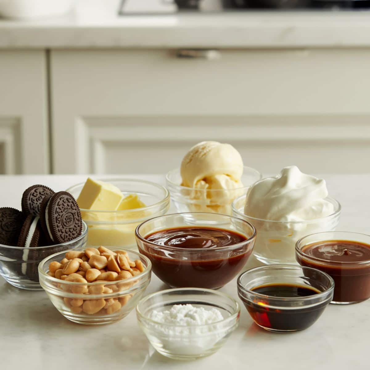 Buster bar ice cream cake ingredients top view