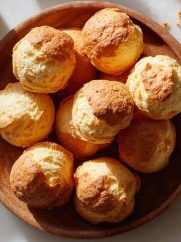 Freshly baked gluten-free choux pastry shells