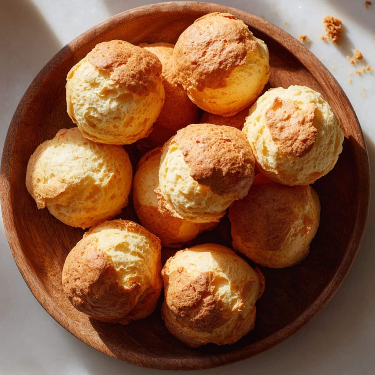 Freshly baked gluten-free choux pastry shells
