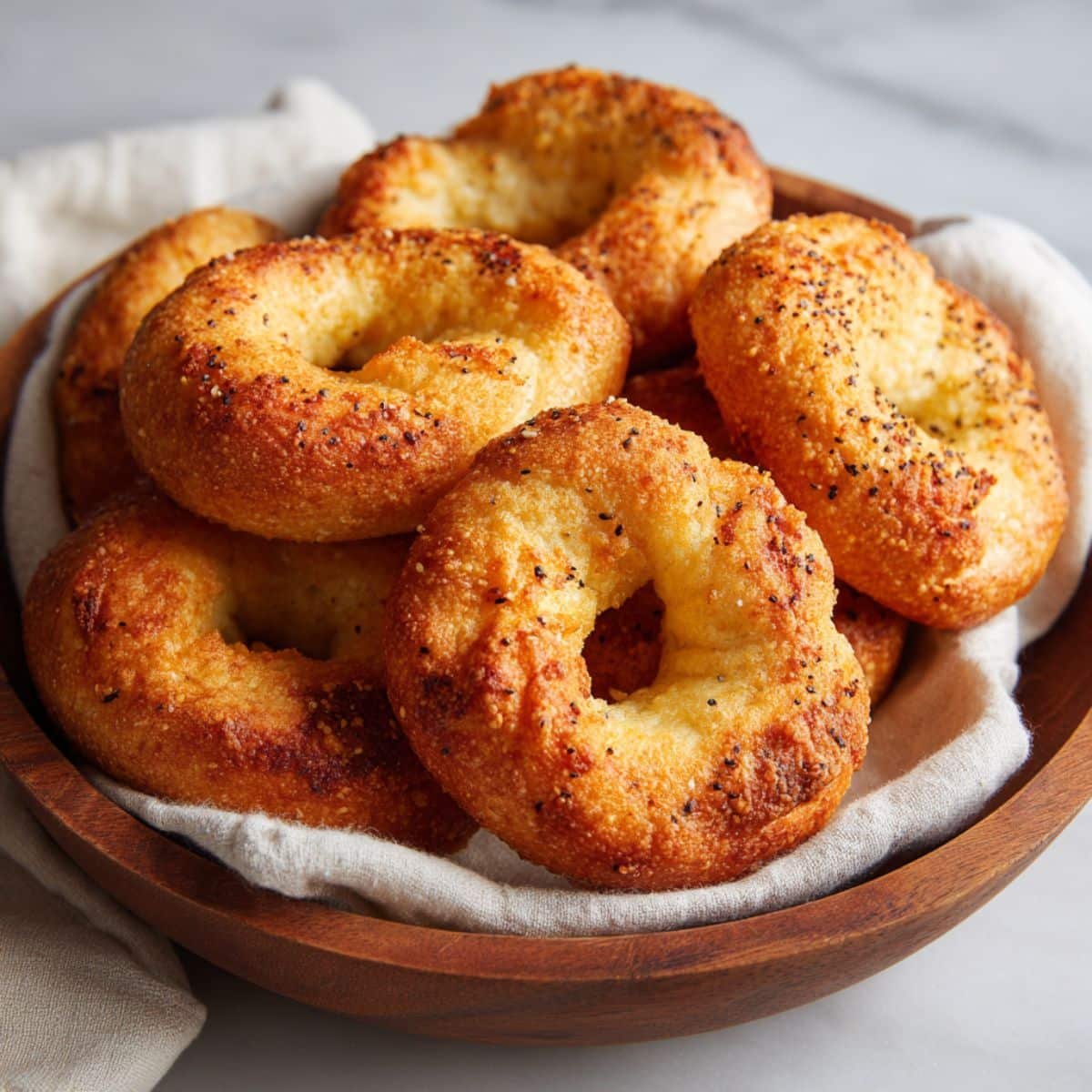 Homemade keto bagels made with almond flour and cottage cheese